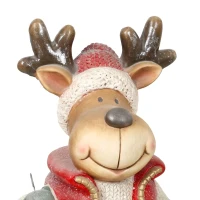 HOMCOM Kerstdecoratie, rendier met lantaarn, led, op batterijen, 25,5 x 19,5 x 52 cm, rood(m-9)
