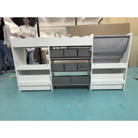 AIYAPLAY Móvel de armazenamento de brinquedos infantil com estante, 8 cestos de tecido, 2 gavetas com rodízios e prateleiras abertas, branco(m-1)