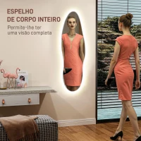 HOMCOM Espelho de Pé com Luzes LED 40x120 cm Espelho de Parede com Iluminação em 3 Cores Função de Memória e Controlo Tátil Transparente(m-4)