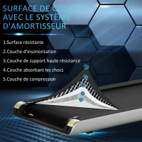 HOMCOM Tapis de course électrique pliable 1-15 km/h 735 W tapis roulant écran LED support tablette port USB bande extra-large antidérapant acier PP ABS 158 x 81 x 25 cm noir et argent(m-8)