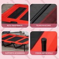 PawHut Lettino per Cani 50kg max Rialzato con Borsa da Viaggio, in Metallo e Tessuto Oxford, 122x92x23 cm, Rosso(m-6)