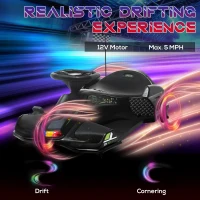 HOMCOM 12V Kids Electric Go Kart with Music, LED Lights, Slow Start, Black(m-4)