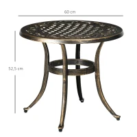Outsunny Beistelltisch Garten wetterfester Gartentisch mit Gussaluminiumrahmen, rund 60kg belastbar Ø60x52,5H cm(m-3)
