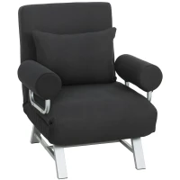 HOMCOM Single Sofa Bed, 3-in-1 Convertible Folding Chair Bed with Adjustable Backrest, Removable Armrests, Black(m-1)