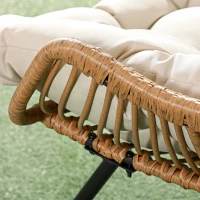 Outsunny Garten Lounge, Rattanoptik, Outdoor Sessel, mit Auflage, Metallrahmen, 75x101x90 cm, Natur/Khaki/Schwarz(m-8)