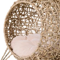 PawHut Cesta Rialzata per Gatti Fino a 10kg in Rattan PE Marrone (Φ52x58cm)(m-8)