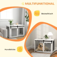 PawHut Hondenkooi met Schuifdeur, Ventilatie, Spaanplaat en Staal, 98 x 58 x 61 cm, Wit(m-5)