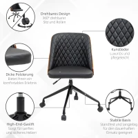 Vinsetto Bürostuhl Schreibtischstuhl Drehstuhl Home-Office-Stuhl höhenverstellbarer ergonomisch 360°-Drehräder Schaumstoff PU Schwarz 48,5 x 54,5 x 81-87 cm(m-6)