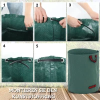 Outsunny Tuinafvalzak 3x300L Waterdicht met Handvatten, Robuust en Zelfstaand met UV Bescherming Groen(m-6)