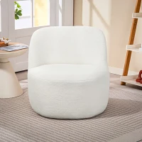 HOMCOM Poltrona per Salotto con Schienale Ergonomico in Tessuto Sherpa e Schiuma, 73x82x71 cm, Bianco Crema(m-7)