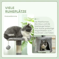 PawHut Arbre à chats multi-équipements griffoirs grattoirs plateformes niche corde jouets 40 x 40 x 114 cm gris(m-5)