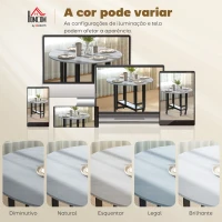 HOMCOM Mesa de Jantar Dobrável com Rodas e Prateleira Aberta Mesa de Cozinha para Espaços Pequenos Cinzento Cimento(m-7)