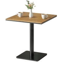 Outsunny Bijzettafel 70 x 70 cm weerbestendig tuintafel met houtlook brede basis, vierkant natuurhout(m-10)