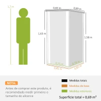Outsunny Abrigo de Jardim 0,69 m² 83x89x163 cm com Telhado Inclinado Porta com Fecho Inclui Luvas Cinzento Escuro(m-3)