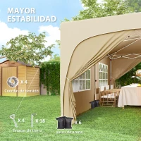 Outsunny Cenador Plegable 3x6 m Gazabo con Paneles Laterales UPF50+ Altura Ajustable Bolsa de Transporte Arena(m-8)