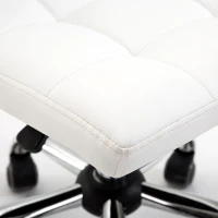 HOMCOM Bureaustoel, Draaibaar, Kunstleer, Stalen Structuur, 5 Wielen, Gepolsterd, Wit(m-8)