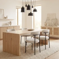 HOMCOM Lot de 4 Chaises Salle à Manger Chaises de Cuisine Rembourrées en Tissu Bouclette Dossier Incurvé Pieds en Acier Beige(m-8)
