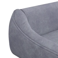PawHut Hondenbank, Scandinavisch design, met afneembare bekleding in fluweelachtige stof, 102 cm x 58,5 cm x 42,5 cm, Grijs + Natuurlijk(m-8)