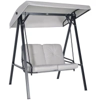 Outsunny Hollywoodschommel, 2-zits tuinschommel met verstelbaar dak, tot 220 kg belastbaar, 145 x 116 x 172 cm, Grijs(m-11)