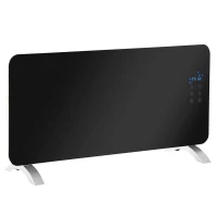 HOMCOM Radiador eléctrico Calefactor de vidrio Convector de Pared/Pie con Pantalla Táctil Temporizador y Control Remoto 2 Nivels Calor 1000/2000W(m-1)