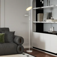HOMCOM Candeeiro de Pé 42W Giratório com Controlo Remoto e Táctil Temperatura de Cor e Brilho Ajustáveis Ø25x175 cm Branco(m-10)