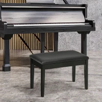 HOMCOM Piano bank, pianobank voor 1 persoon, gestoffeerd, houten poten, zwart.(m-2)