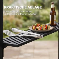 Outsunny Grillpavillon mit Flammschutzdach BBQ-Pavillon mit 2 Ablagen 2,5 x 1,5m Stahl PC Schwarz+Braun(m-5)