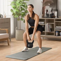 HOMCOM Kettlebell 4kg in Plastica e Sabbia con Base Piatta e Impugnatura, 18x12x20 cm, Nero(m-10)