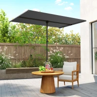 Outsunny Sonnenschirm 180 Grad drehbar Höhenverstellbar Gartenschirm mit Aluminium-Mast 150x205cm Dunkelgrau(m-10)
