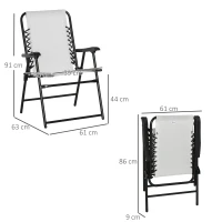 Outsunny Set of 6 Patio Folding Chair Set, Garden Portable Outdoor Chairs with Armrest and Breathable Mesh Fabric Seat and Backrest, for Camping, Beach, Deck, Lawn, Cream White(m-3)