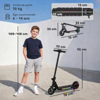 SPORTNOW Trottinette électrique pour enfants 6-14 ans scooter électrique pliable pour enfants vitesse max 14 km/h aluminium noir(m-3)