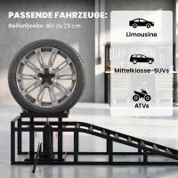 HOMCOM 2-delige hydraulische oprijramp, verstelbaar, draagkracht 3.000 kg, voor banden tot 23 cm(m-7)