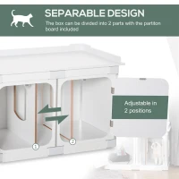 PawHut Wooden Cat Litter Box Enclosure Washroom Toilet Home Cabinet Kitty House Nightstand End Table Magnetic Door Adjustable Partition Board White(m-7)