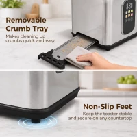 HOMCOM 2 Slice Smart Toaster with Touch Screen & LED Countdown, Toaster with Warming Rack, 6 Browning Levels, Memory Function(m-8)