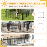 PawHut Gard pentru Câini cu 8 Panouri Modulabile pentru Interior și Exterior, din Oțel, 164x164x60 cm, Negru(m-5)