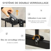 PawHut Lot de 2 barrières de sécurité animaux de 104H cm avec système de double verrouillage sans percage de 74 à 80 cm(m-4)
