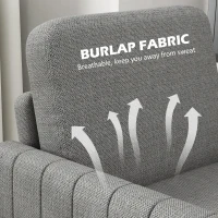 HOMCOM Modern Boxy Linen-Look Armchair - Light Grey(m-6)