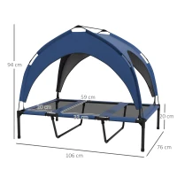 PawHut Hondenbed voor buiten, weerbestendig, verhoogd frame, 106 x 76 x 94 cm, Donkerblauw(m-3)