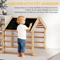 AIYAPLAY 9-in-1 indoor klimrek, helling, glijbaan, ladder, krijtbord, voor peuters, hout(m-6)