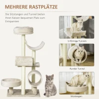 PawHut® krabboom kattenboom klimboom speelgoed tunnel beige l x b x h 50 x 40 x 105 cm kattenkrabboom katten(m-5)