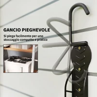 SPORTNOW Set 4 Supporti Bicicletta da Parete, Portabici da Parete Gancio Pieghevole per Garage Cantina Shed, Interni ed Esterni, Nero(m-7)