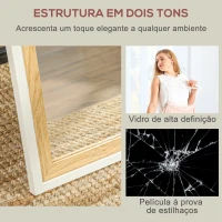 HOMCOM Espelho de Pé 37x157 cm Espelho de Corpo Inteiro com Estrutura de MDF e Suporte Branco e Madeira Escura(m-5)
