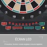 HOMCOM Cible jeu de fléchettes électronique refermable 27 jeux 202 variations jusqu'à 8 joueurs affichage LED(m-4)