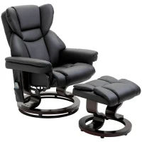 Homcom Relax massagestoel met voetenbank, ligfunctie, kunstleer, zwart(m-10)