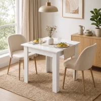 HOMCOM Square Dining Table, Modern Small Dining Table with Wood Effect, Space Saving, Non-slip Foot Pads, White(m-2)