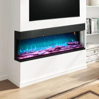 HOMCOM 1800W 15-40℃ Adjustable Flame Glass Panel Convector Heater, 152cm(m-2)