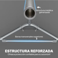 Outsunny Garaje Exterior para Coche 3x6 m Impermeable de PE Resistente Marco de Acero Galvanizado Altura Ajustable Blanco(m-8)