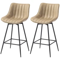 HOMCOM Set of 2 PU Leather Swivel Bar Stools - Light Brown(m-15)