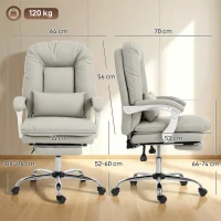 HOMCOM Ergonomic Executive Office Chair, Reclining Desk Chair with Lumbar Support, Footrest, Plush Thick Cushion, Khaki(m-3)