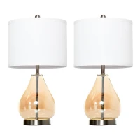 HOMCOM Conjunto de 2 Candeeiros de Mesa com Ecrã de Linho Suporte para Lâmpada E27 Máx. 40W Ø30x56 cm Branco(m-15)